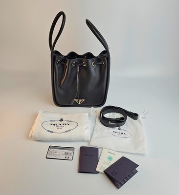 PRADA Darling Mini $2850 Black Leather Bucket Bag New & Authentic