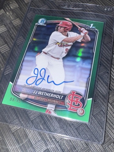 2025 Bowman Chrome JJ Wetherholt 1st Auto #CPA-JW True Green Refractor #88/99 - Picture 8 of 8