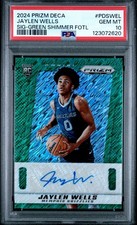2024 Prizm Deca FOTL Jaylen Wells Green Shimmer Auto 02/25 PSA GEM 10 POP 3!!