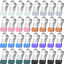 Clothes Pins for Hanging Clothes, 32 Pack Stainless Steel Colored Clothespins fo