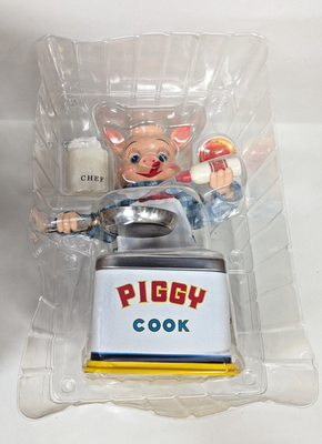 Tomy Tin Toy Piggy Cook Figure Remake Electric Tested Working