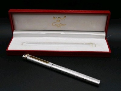 Vintage Cartier Kugelschreiber Must de Vendome Trinity oval flach Gold & Silber Finish Box