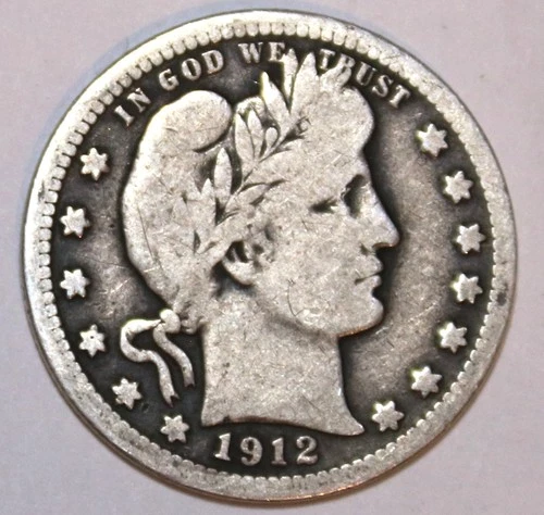 1912-P Barber Quarter - Very Good - #8570D