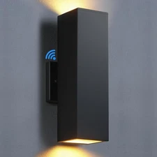 Modern Outdoor Wall Lights Dusk to Dawn, Square Matte Black Outdoor Sconce wi...