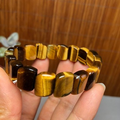 Natural Tiger's Eye Stone Bracelet Brown Gemstone Stretch Bracelet Handmade 3692