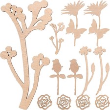 Happyyami 30pcs Wooden Flowers for Crafts Unfinished 7.5x5x0.2cm, Picture 2 
