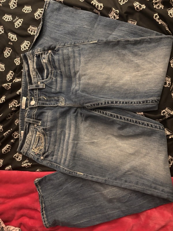 Vigoss Girls Slim Boot Blue Denim Jeans Size 12 Embroidered Pockets