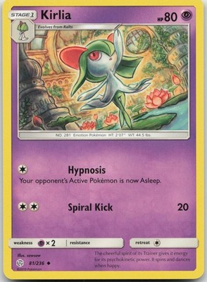 Kirlia 81/236 Uncommon Cosmic Eclipse Pokemon Near Mint