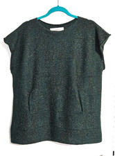 Shuttle Knit Hand made  Ireland Wool blend cap sleeve sweater, One Size/L, green