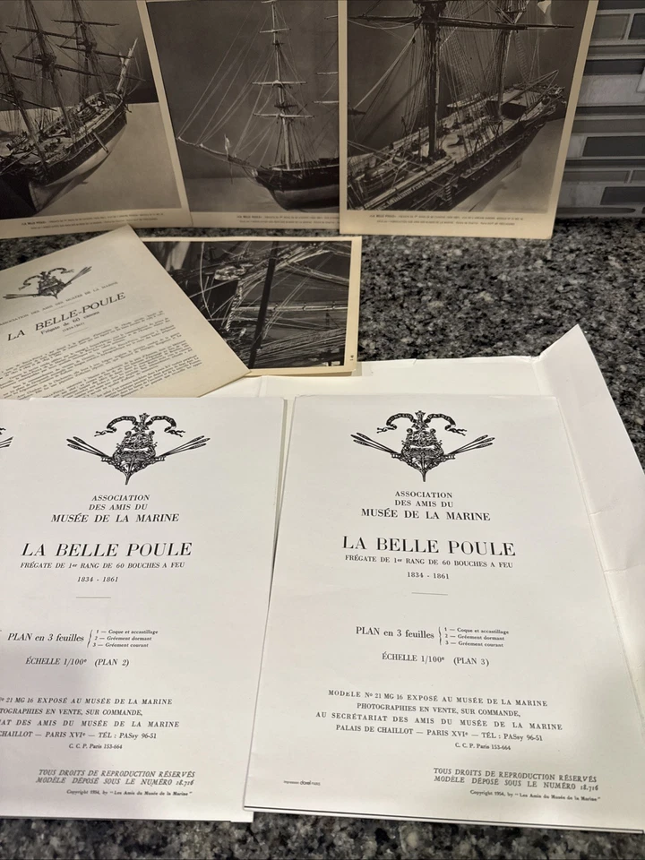 La Belle Poule 1834 French Frigate Rare 1953 Naval Monograph Ship Plans Photos - Image 4 of 4