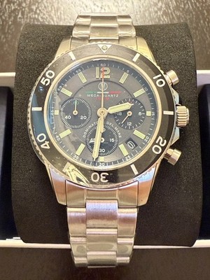 Dominator Del Mare Meca-Quartz Chronograph 100M Diver Watch Steel Black/Gold