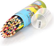 36 Pack Colored Pencils with Built-In Sharpener in Tube Cap, Vibrant Color Presh