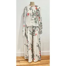 New 2-piece Printed Set Sz L Pants Shirt Loose Pullon Top Coordinated Mulla