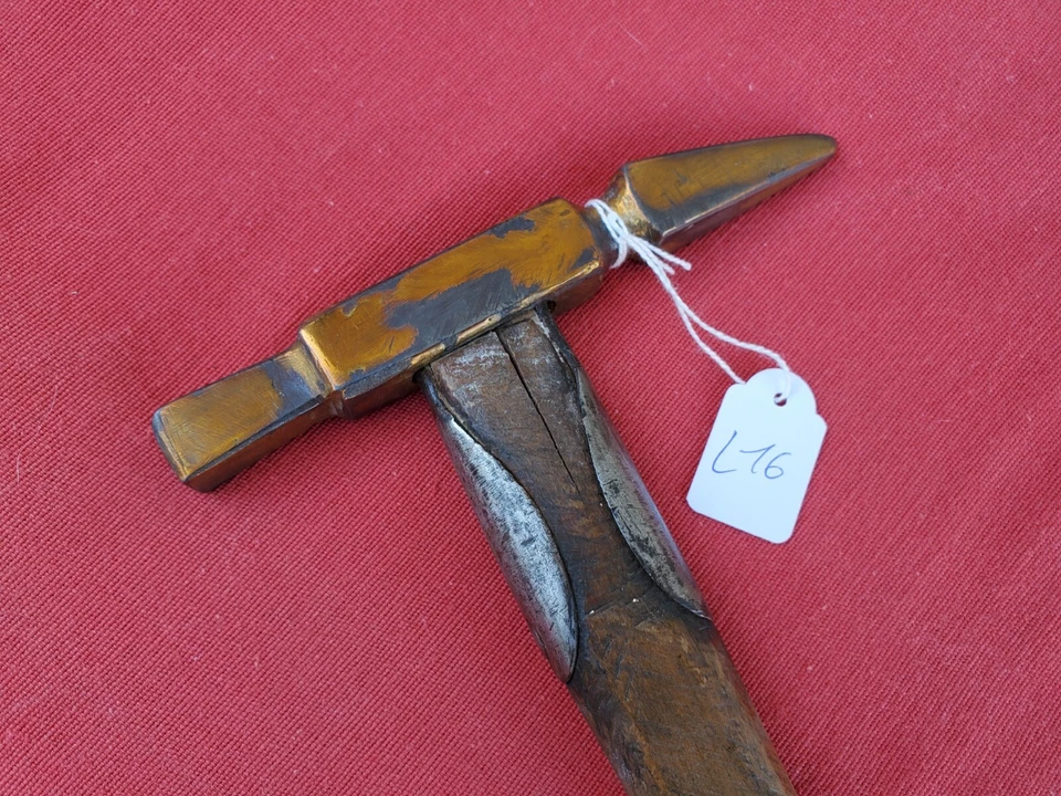 ANCIEN MARTEAU DE FERBLANTIER BOIS / LAITON - TRÈS BEL OBJET - L16 - Photo 3/4