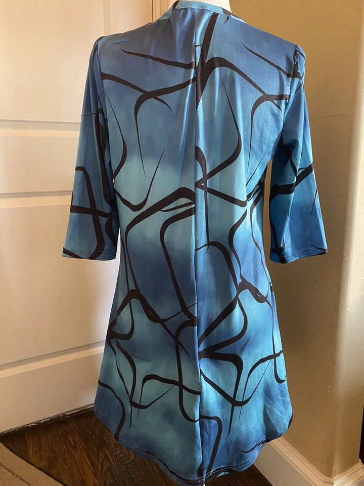 Длинная туника топы - Aqua/бирюзовый цвета с различными узорами - Изображение 4 из 4