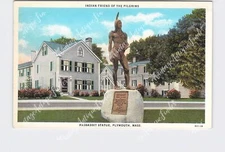 PPC Postcard MA Massachusetts Plymouth Massasoit Statue Indian Friend Of The Pil