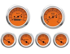 Motor Meter Racing Classic Orange 6 Gauge Set Mechanical Speedometer Kmh C Bar