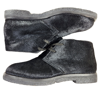 VINCE Clay Calf Hair Chukka Boots $395 Sz 9.5 Black Made In  display picture 1