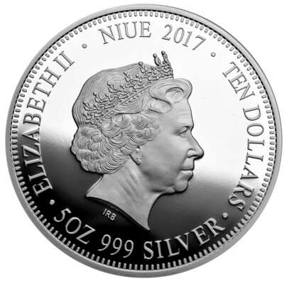 NIUE $10 2017 Silver Gold Plated 5 oz 90th Anniver.Canberra Florin