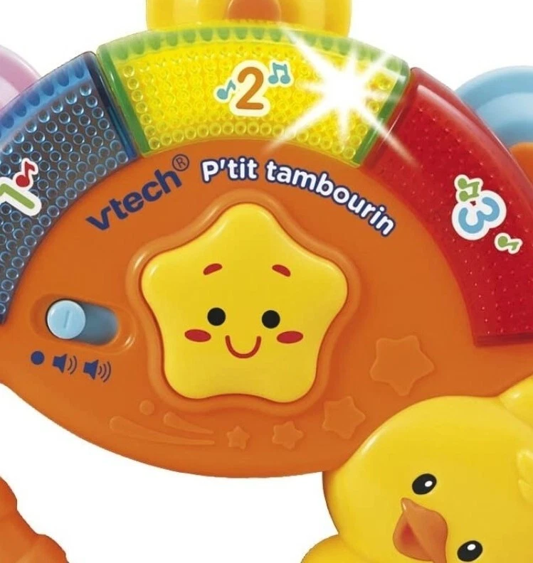 Jouet Vtech P'tit tambourin hochet lumineux enfant  premier age 5 melodies  - Photo 4/4