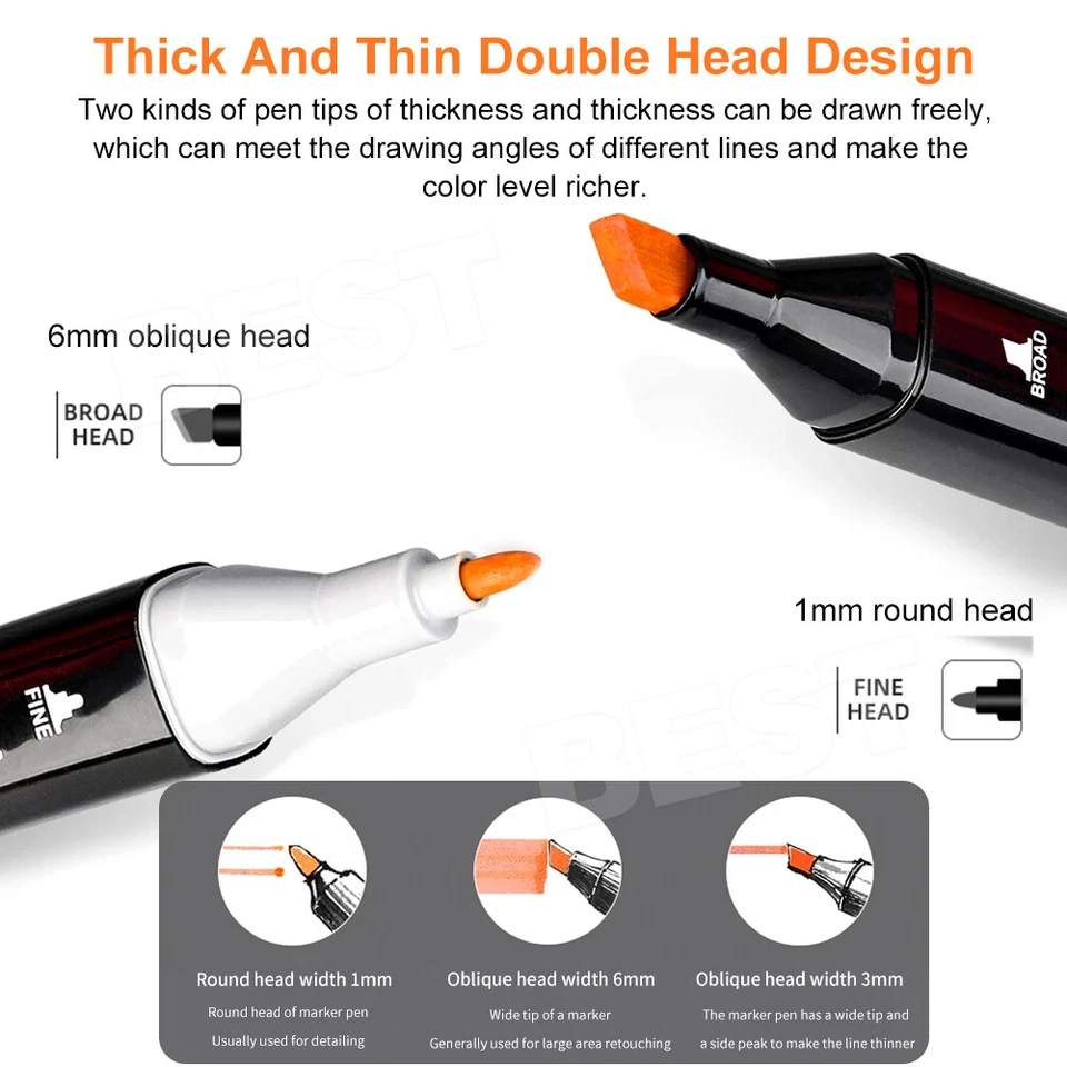 80 Colors Dual Tip Twin Marker Pens Set Artist Sketch Markers Drawing NEW - image 4 of 4