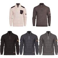 Mens Bench Cosy Fleece Lined Pullover Zip Neck Sweater Warm Casual Winter Jumper