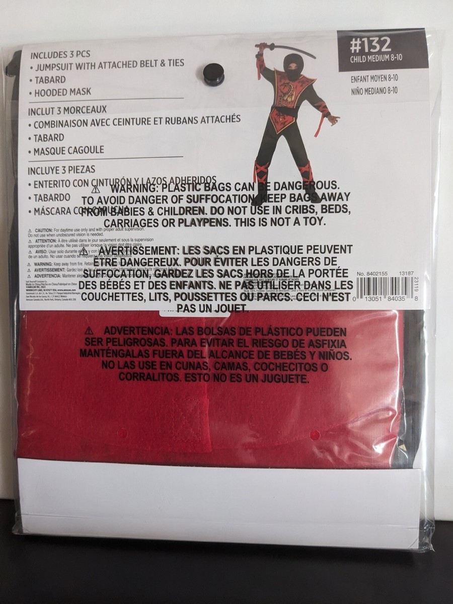 📀 Ninja Assassin 3 PCS Child Costume - Size: M (8-10) | eBay