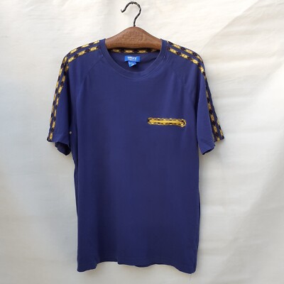 Adidas Originals Shirt Men's Large Blue Zip Pocket Trefoil Embroidered Logo 