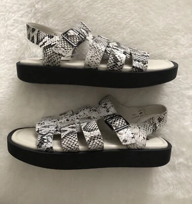 M&S Leather Sandals Chunky Gladiator Snakeskin Print Size 5.5 - Image 1 of 4