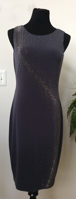 Calvin Klein Women s Studded Gray Sheath Knee-Length Dress Size 6 EUC! $69.99.