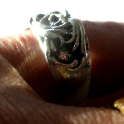 Bague Alliance Argentée Gravée Taille 63 - Anneau Fin, Occasion En Parfait état