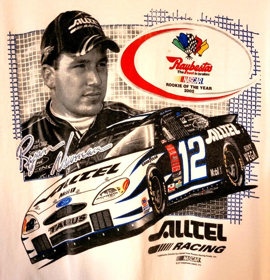 Camiseta De Colección Novato Ryan Newman #12 Alltel 2002 Bandera A Cuadros Deportes Raybestos Foto 2 de 4