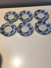 VINTAGE SIGNED 6-PC DANIEL HECHTER PARIS BLUE FLORAL PETITE MINI PLATES 4"  RARE — photo 1