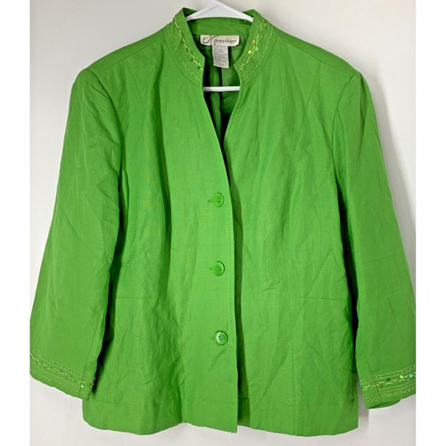Women’s dress barn large linen green blaser bling 5608