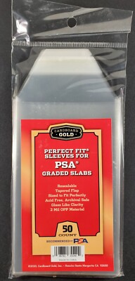 #ad Cardboard Gold PSA Perfect Fit Graded Card Sleeves with Logo Pack of 50 CBG $6.88