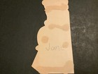 Vintage Valentine card with tan engine block, black “Jane” text, and brown spot accents on a dark background.