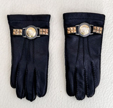 Very RARE Gianni Versace Men's Leather Gloves - Gold Jellyfish Details