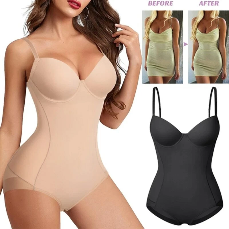 Women Seamless Tummy Control Backless Bodysuit Corset Built in Bra Body  Shaper