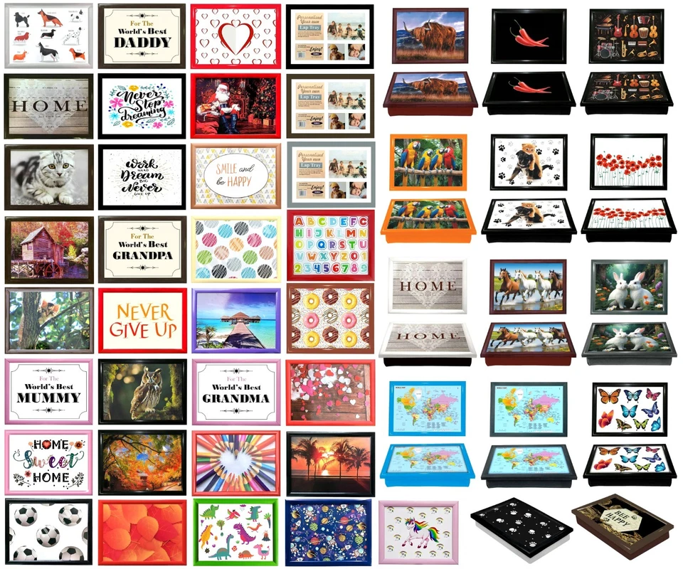 HOMION Large Wooden Soft Padded Cushioned Bean Bag Lap Dinner Laptop Food TV Tray