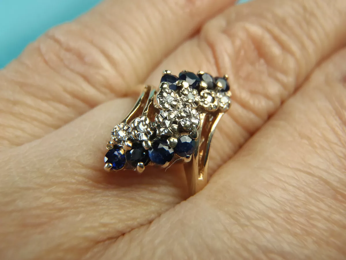 Sapphire and on sale diamond waterfall ring