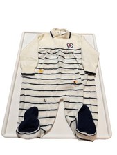 Vintage Baby Sailor Romper 6-9M Nautical Knit Footed One Piece Anchor Sailboat