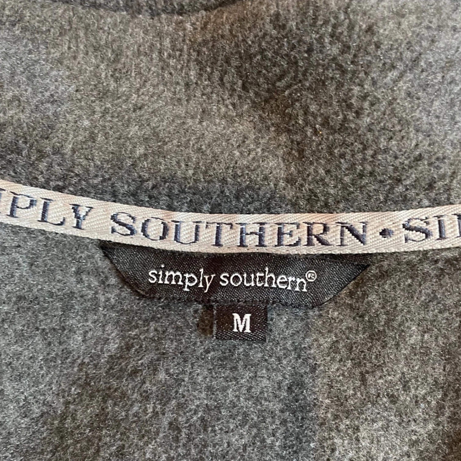 Simply Southern Mens Medium Fleece Vest Gray Full Zip Colorblock Mock Gorpcore - product detail image 3