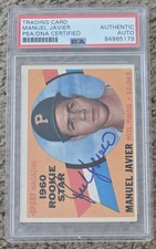Manuel Julian Javier 1960 Topps Signed Rookie Baseball Card #133 ~ Pirates ~ PSA. rookie card picture