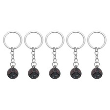 5pcs Retro Lucky Dice Keychain Charm Keyrings with Pendant, Black