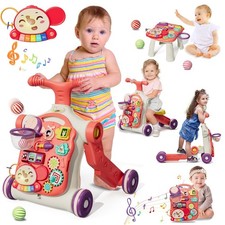 Baby Walker for Girls 5 in 1, Baby Push Walker Activity Center, Red