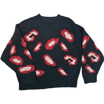 Ba&sh Damen Strick Pullover Kräftiges Abstraktes Muster Gr. 2 Made In Italy Wollmischung