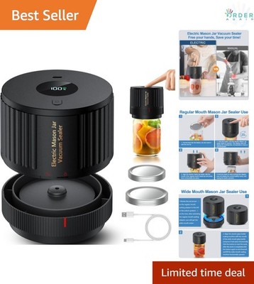 Electric Mason Jar Vacuum Sealer Kit for Wide and Regular Mouth Jars