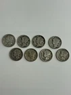 90% Silver -Mercury Dime Lot - 10c - 8 Coins