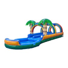 POP JUMP Tropical 27' Dual Lane Slip N Slide With Pool