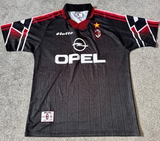 AC Milan 1997 1998 Third Shirt Black Opel Lotto Medium Mens M